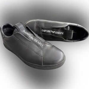 Emporio Armani Men's Black Slip-On Sneakers